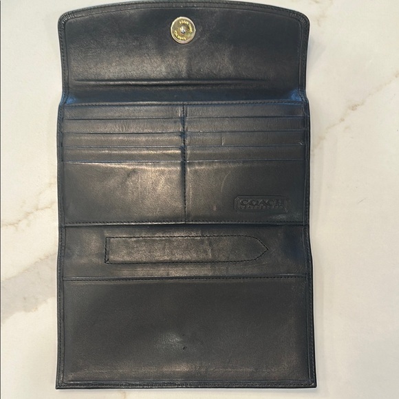 Coach Handbags - Coach Black Leather Wallet Card Checkbook Snap Clutch Coins VINTAGE